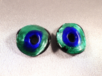 Free Form, Vintage Oval Do-Nut Beads, Green and Blue